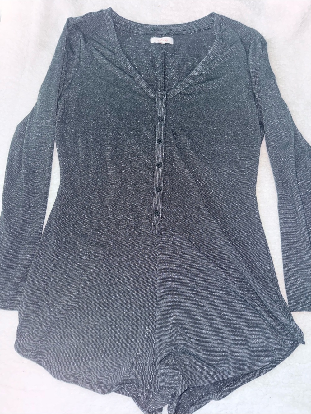 Long-Sleeve Black Shimmer sleeper romper